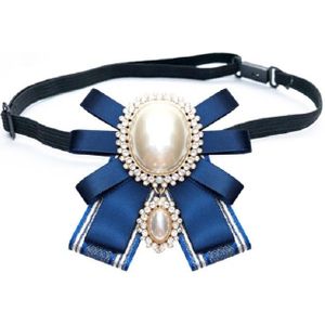 Vrouwen Pearl Bow-knoop Bow tie doek broche kleding accessoires  stijl: stropdas riem versie (blauw)