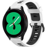 Voor Samsung Galaxy Watch 4 40mm 20 mm verticaal patroon tweekleurige siliconen horlogeband (wit+zwart)