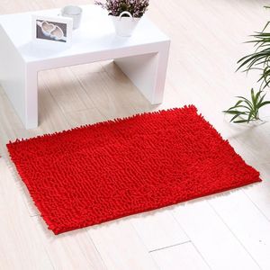 Chenille Non Slip Shaggy Soft Water Absorption Bedroom Bathroom kitchen Carpet Mat  Size:50 x 80cm(Red)