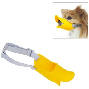 Cute Duck Mouth Shape Silicone Muzzle for Pet Dog  Size: L(Yellow)