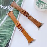 Double-sided Genuine Leather Replacement Strap Watchband For Apple Watch Series 6 & SE & 5 & 4 40mm / 3 & 2 & 1 38mm(Light Brown)