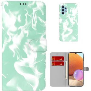 Voor Samsung Galaxy A32 4G Cloud Fog Patroon Horizontale Flip Lederen Case met Houder & Card Slot & Portemonnee (Mint Green)