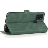 For Samsung Galaxy A21s Retro Magnetic Closing Clasp Horizontal Flip Leather Case with Holder & Card Slots & Photo Frame & Wallet(Dark Green)