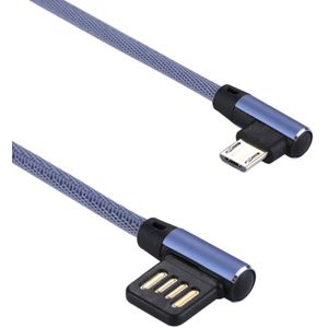 1m 2.4A Output USB to Micro USB Double Elbow Design Nylon Weave Style Data Sync Charging Cable  For Samsung  Huawei  Xiaomi  HTC  LG  Sony  Lenovo and other Smartphones(Blue)