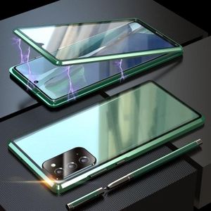 For Samsung Galaxy Note20 Magnetic Metal Frame Double-sided Tempered Glass Case(Green)