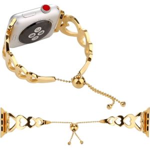 Love Heart Shaped Bracelet Stainless Steel Watchband for Apple Watch Series 3 & 2 & 1 42mm (Gold)