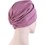 2 PCS Women Forehead Fold Pearl Decorative Hooded Cap Turban Hat  Size:One Size(Navy)