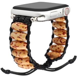 Houten Bead Watchband voor Apple Watch Series 7 45mm / 6 & SE & 5 & 4 44mm / 3 & 2 & 1 42mm (Light Leopard Print)