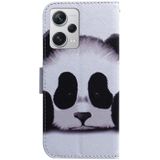Voor Xiaomi Redmi Note 12 Pro+ gekleurde tekening flip lederen telefoonhoes (Panda)