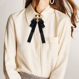 Dames Hof stijl doek broche Lace Bow-knoop Bow tie kostuum accessoires  stijl: stropdas riemen versie (Champagne)