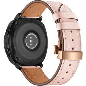 22mm For Huawei Watch GT2e / GT2 46mm Leather Butterfly Buckle Strap Rose Gold Buckle(Pink)