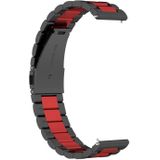 Voor Huawei Horloge GT 3 42mm / Watch GT 2 42mm Drie kraal Roestvrijstalen riem (zwart rood)