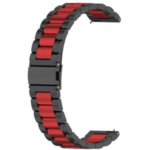 Voor Huawei Horloge GT 3 42mm / Watch GT 2 42mm Drie kraal Roestvrijstalen riem (zwart rood)