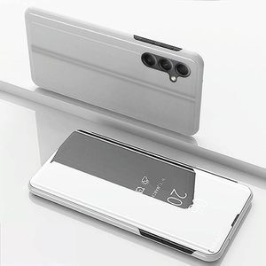 Voor Samsung Galaxy A34 5G vergulde spiegel horizontale flip lederen telefoonhoes met houder