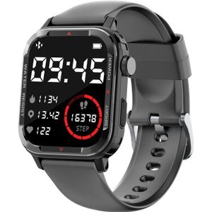 G96 1.85 inch HD Vierkant Scherm Robuuste Smart Watch Ondersteuning Bluetooth Bellen/Hartslagbewaking/Bloedzuurstofbewaking(Zwart)