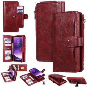 For Galaxy S8+ Multifunctional Retro Detachable Magnetic Horizontal Flip Leather Case with Card Slots & Holder & Wallet & Photo Frame(Red)