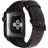 For Apple Watch Series 5 & 4 40mm / 3 & 2 & 1 38mm Oil Wax Genuine Leather Strap Watchband(Dark Brown)