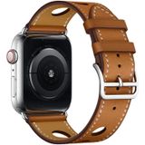 For Apple Watch Series 5 & 4 40mm / 3 & 2 & 1 38mm Leather Three Holes Replacement Strap Watchband(Brown)