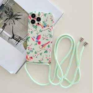Lanyard Small Floral TPU Phone Case For iPhone 13 Pro Max(C)