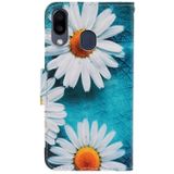 For Galaxy A40 3D Colored Drawing Horizontal Flip PU Leather Case with Holder & Card Slots & Wallet(Chrysanthemum)