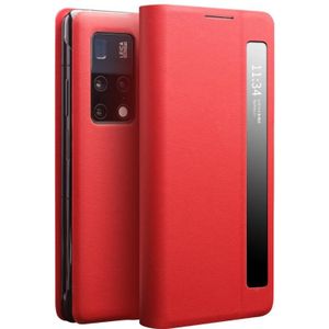 Voor Huawei Mate X2 QIALINO Echt Leer Side Window View Smart Phone Case (Rood)