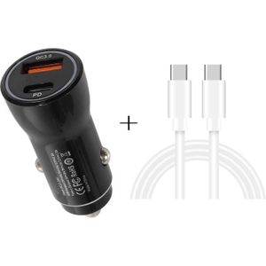 P21 PD 20W USB-C / Type-C + QC3.0 18W USB Fast Car Charger with USB-C / Type-C to USB-C / Type-C Data Cable Set(Black)