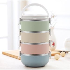 Gradient Color Lunch Box Food Bento Box Stainless Steel Container(4 Layer)