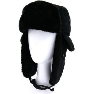 Black without Pentagram Unisex Winter Plus Velvet Thick Windproof Warm Ear Protection Cap Flight Cap