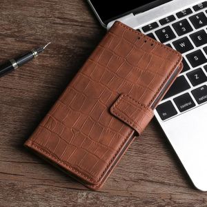 Voor Xiaomi MI 10 Lite 5G Skin Feel Crocodile Texture Magnetic Leather Phone Case (Brown)