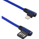 1m 2.4A Output USB to 8 Pin Double Elbow Design Nylon Weave Style Data Sync Charging Cable For iPhone X / iPhone 8 & 8 Plus / iPhone 7 & 7 Plus / iPhone 6 & 6s & 6 Plus & 6s Plus / iPhone 5 & 5S & SE & 5C / iPad (Dark Blue)