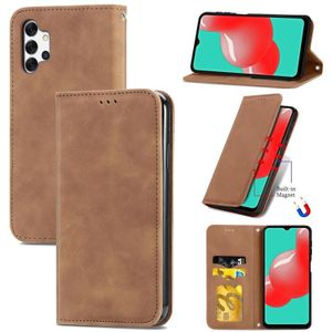 For Samsung Galaxy A32 4G Retro Skin Feel Business Magnetic Horizontal Flip Leather Case With Holder & Card Slots & Wallet & Photo Frame(Brown)