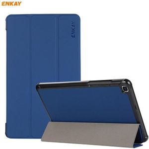 For Samsung Galaxy Tab A 8.0 T290 / T295 ENKAY 3-folding Skin Texture Horizontal Flip PU Leather + PC Case with Holder(Dark Blue)