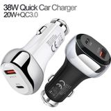 YSY-312PD QC3.0 18W USB + PD 20W USB-C / Type-C Car Charger with USB to Micro USB Data Cable(Black)