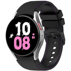 Voor Samsung Galaxy Watch5 / Watch5 Pro / Watch4 lederen textuur siliconen horlogeband (zwart + paars)