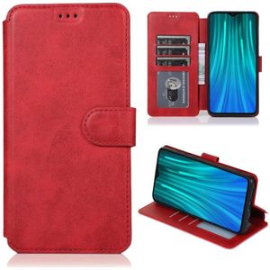 For Xiaomi Redmi Note 8 Pro Calf Texture Magnetic Buckle Horizontal Flip Leather Case with Holder & Card Slots & Wallet & Photo Frame(Red)