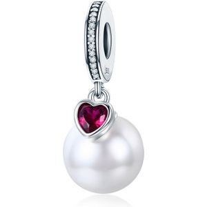 S925 Sterling Silver Pearl Heart Pendant DIY Bracelet Necklace Accessories