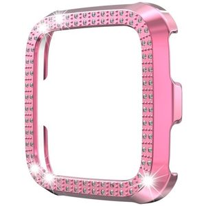 For Fitbit versa / versa lite PC Double-Row Diamond-Encrusted Protective Shell(Pink)