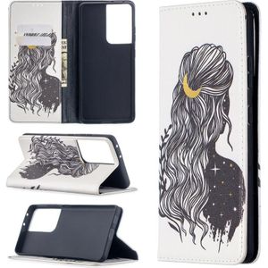 For Samsung Galaxy S30 Ultra Colored Drawing Pattern Invisible Magnetic Horizontal Flip PU Leather Case with Holder & Card Slots & Wallet(Girl)