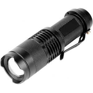 SK68 180lm Zoom Lens LED Flashlight  CREE Q3-WC LED  1-Mode  White Light  with Clip(Black)