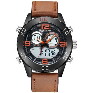 SANDA 772 Large Dial Trendy Male Watch Fashion Trend Multi-Functional Digital Waterproof Electronic Watch For Male Students(Orange)