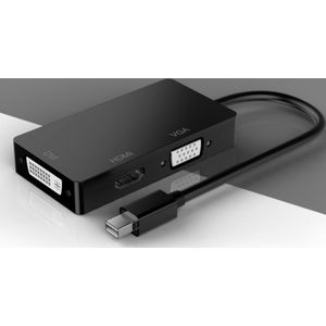 basix D1 Mini DP to HDMI + DVI + VGA 1080P Multi-function Converter  Cable Length: 15cm (Black)