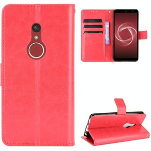 For Fujitsu Arrows Be4 Plus / F-41B Crazy Horse Texture Horizontal Flip Leather Case with Holder & Card Slots & Lanyard(Red)