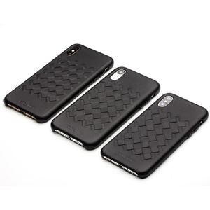 For iPhone XS QIALINO Shockproof Weave Cowhide Leather Protective Case(Black)