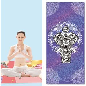 Home Yoga Towel Printing Portable Non-Slip Yoga Blanket  Colour: Elephant Large + Silicone