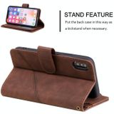 Huid Feel Business Horizontale Flip PU Lederen Case met Houder & Multi-Card Slots & Portemonnee & Lanyard & Photo Frame voor iPhone XS / X (Brown)