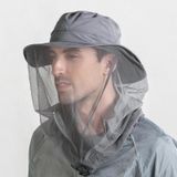 Summer Outdoor Sports Anti-mosquito Net Sun Hat Fisherman Hat  Size:L(Cream Color)