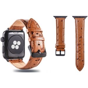 Ostrich Skin Texture Genuine Leather Wrist Watch Band for Apple Watch Series 3 & 2 & 1 38mm(Dark Brown)