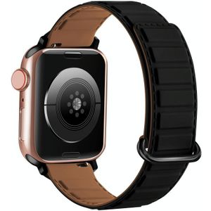 Voor Apple Watch SE 2022 44 mm magnetische siliconen horlogeband met omgekeerde gesp (zilveren gesp blauw)