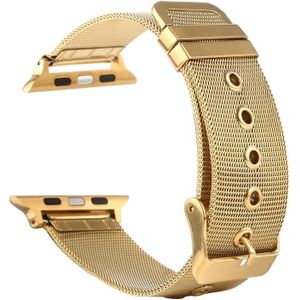For Apple Watch Series 6 & SE & 5 & 4 44mm / 3 & 2 & 1 42mm Milanese Stainless Steel Double Buckle Watchband(Gold)