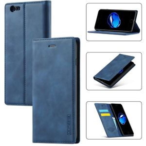 LC.IMEEKE Strong Magnetism Ultra-thin Horizontal Flip Shockproof Matte TPU + PU Leather Case with Holder & Card Slots & Wallet For iPhone 6 / 6s(Blue)